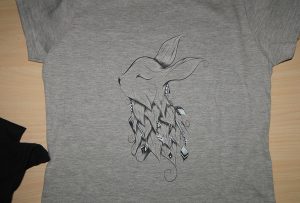 Gray t-shirt printing sample ng A2 t-shirt printer WER-D4880T